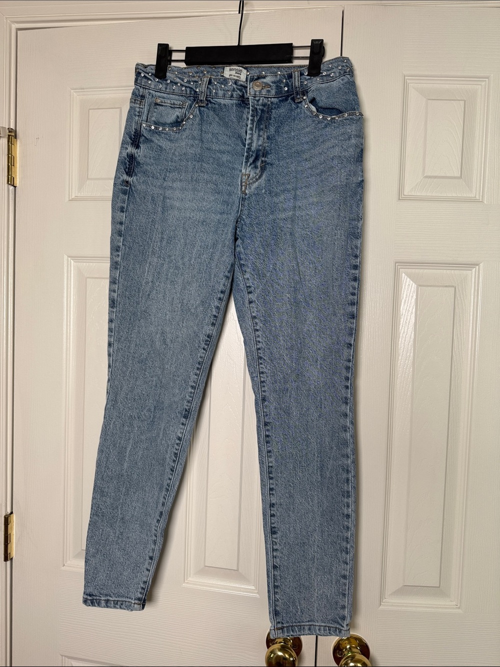 Kensie vintage luxe embellished high rise skinny jeans size 8